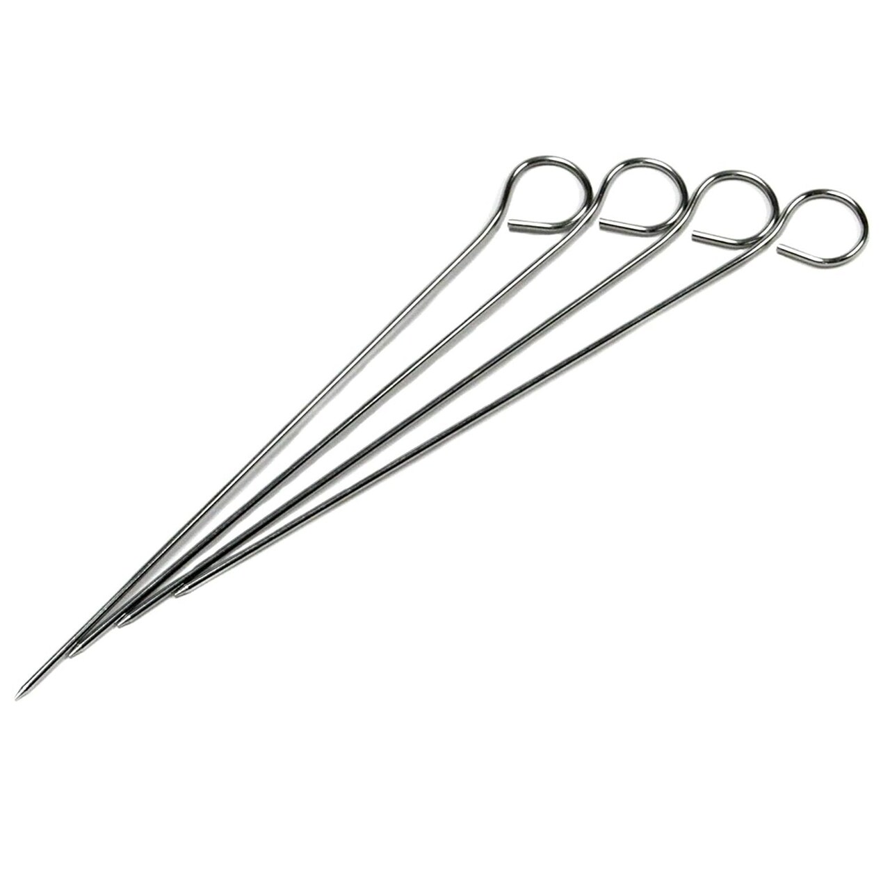 Chef Craft 9&#x22; Long Stainless Steel BBQ Skewer 4 Piece Set - Great for Grilling Kebobs